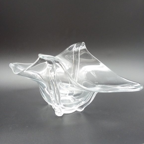 Vintage Duncan & Miller Venetian Clear Glass Bowl Dish Wavy Elegant Candy MCM - Picture 3 of 6